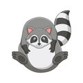 cartoon illustration raccoon that looks full from eating too much