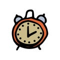 Cartoon illustration of red alarm clock isolated on white. Vector doodle icon Royalty Free Stock Photo