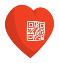 Red heart stamped with qr code