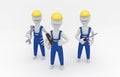 Cartoon illustration of repairmen holding tools Royalty Free Stock Photo