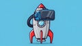 VR Rocket Launch Virtual Reality Spaceship Cartoon Illustration Royalty Free Stock Photo