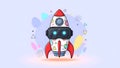 VR Rocket Virtual Reality Startup, Innovation, Metaverse Concept Royalty Free Stock Photo