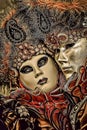 Cartoon illustration of romantic couple wearing beautiful mask during Venice Carnival in Italy, Venice Carnival cover and backgrou