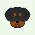 Cartoon illustration of Rottweiler cute face. Vector illustration of rottweiler dog Royalty Free Stock Photo