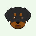 Cartoon illustration of Rottweiler cute face. Vector illustration of rottweiler dog