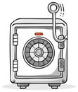 Cartoon illustration of a safe being opened with a large hook, design concept Royalty Free Stock Photo