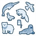 Cartoon illustration set of cute Arctic animals