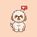 Cartoon illustration of shih tzu dog sitting with love icon. Vector illustration of shih tzu dog