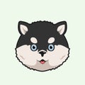 Cartoon illustration of siberian husky cute face. Vector illustration of siberian husky dog