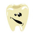 Cartoon illustration of a sick tooth. Caries on teeth. Hygiene of the oral cavity. Drawing for children.