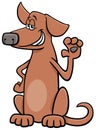 cartoon sitting brown dog animal character waving his paw Royalty Free Stock Photo