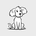 Minimalistic Cartoon Dog Sitting: Clean And Sharp Line Art