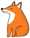 Cartoon Illustration of a Sitting Fox with Smiling Expression Royalty Free Stock Photo
