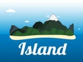 Cartoon illustration of the small tropical island in the ocean.