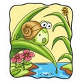 Cartoon illustration snail walking