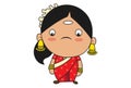 Cartoon Illustration Of South Indian Woman.