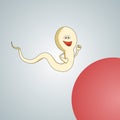 Cartoon illustration, Sperm succeeds