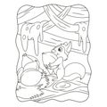 Cartoon illustration squirrel gathering food to prepare for the long dry season book or page for kids