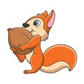 Cartoon illustration squirrel gathering food