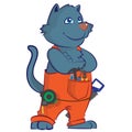 Cat cartoon carpenter worker Royalty Free Stock Photo