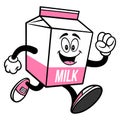 Strawberry Milk Carton Mascot Running