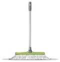 Cartoon illustration of a string mop with a green head and silver handle for floor cleaning Royalty Free Stock Photo