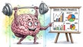 Brain Power Progress Strong Mind, Mental Fitness Cartoon Royalty Free Stock Photo