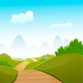 The cartoon illustration of the summer landscape Royalty Free Stock Photo