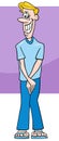 surprised or ashamed cartoon young man comic character