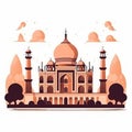 Cartoon illustration of the Taj Mahal palace. Generative AI. Royalty Free Stock Photo