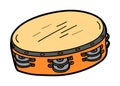 Cartoon illustration, Tambourine. Colorful musical instrument