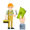 Cartoon illustration - technician man in uniform. young boy worker Royalty Free Stock Photo