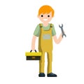 Cartoon illustration - technician man in uniform. Royalty Free Stock Photo