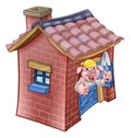 Three Little Pigs Fairy Tale Brick House Royalty Free Stock Photo