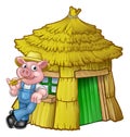 Three Little Pigs Fairy Tale Straw House Royalty Free Stock Photo