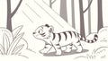 Cute Tiger Cub in the Forest Coloring Page Royalty Free Stock Photo