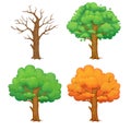 Cartoon tree in four seasons
