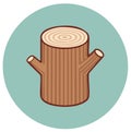 Cartoon illustration of a tree stump with two branches Royalty Free Stock Photo