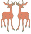 Cartoon illustration of twin cute brown deers in white and clear background.cdr