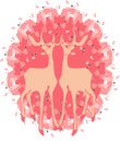 Cartoon illustration of two cute brown deers with beautiful frame of pink circle as background.cdr
