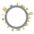 Cartoon illustration. Vector round frame in flat style. Urban la Royalty Free Stock Photo