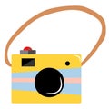 cartoon illustration of a vintage yellow camera. Flat design Royalty Free Stock Photo