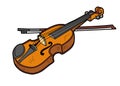 Cartoon illustration, Violin. Colorful musical instrument