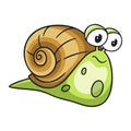 Cartoon illustration walking snail Royalty Free Stock Photo