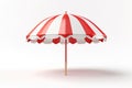 cartoon illustration of white and red beach striped umbrella isolated on white background Royalty Free Stock Photo