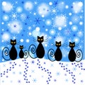 Cartoon illustration of winter cats
