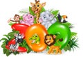 Cartoon illustration of Word zoo with cartoon wild animal Royalty Free Stock Photo