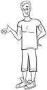 funny cartoon well built young man character coloring page