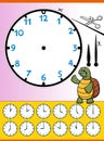 Clock face cartoon educational worksheet for kids