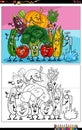 cartoon vegetable characters group coloring page